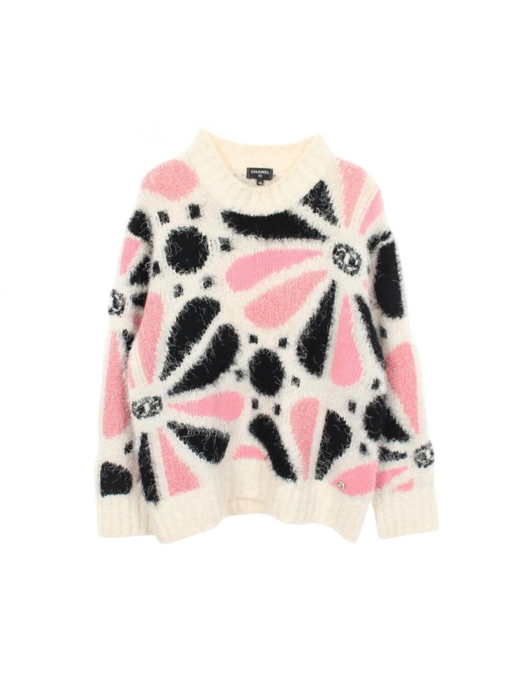 Chanel Knit CC Logo Floral Cashmere Silk Sweater